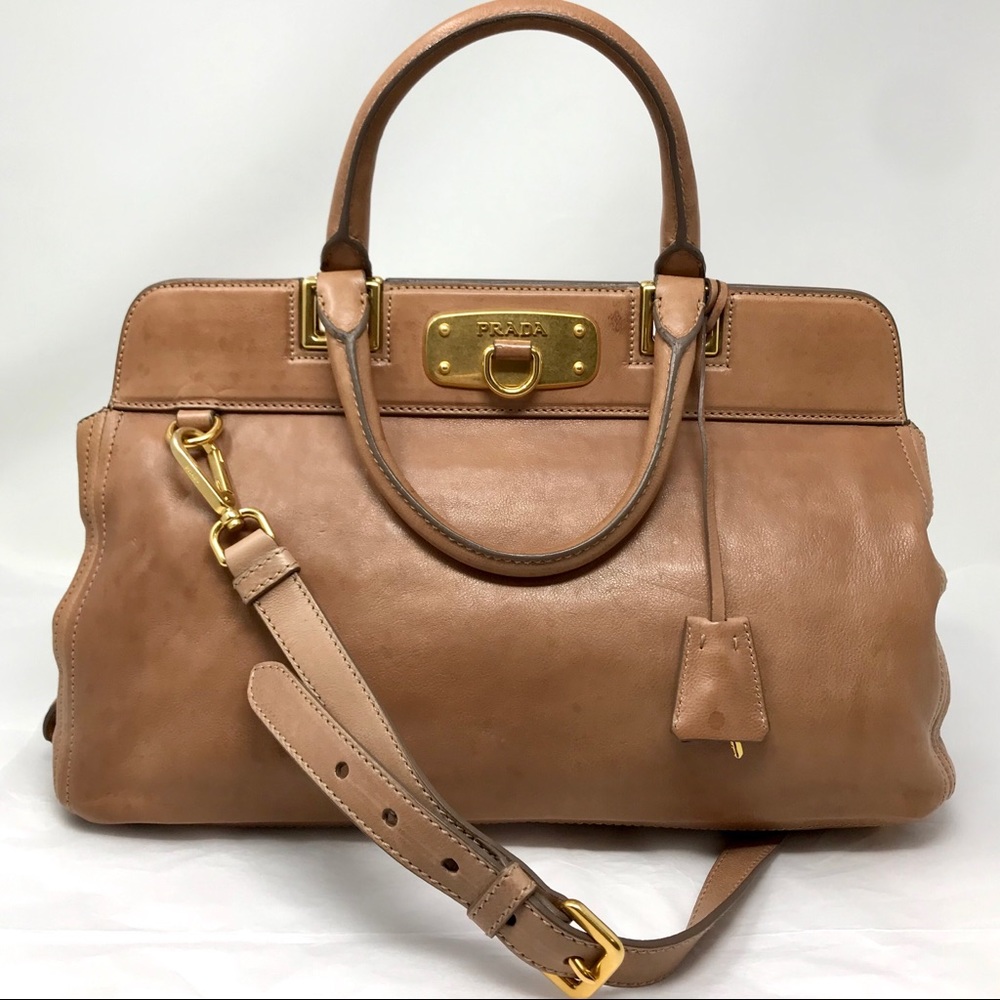 *Open to trades!*Prada Brown 2-Way Satchel w/Lock & Suede Lining